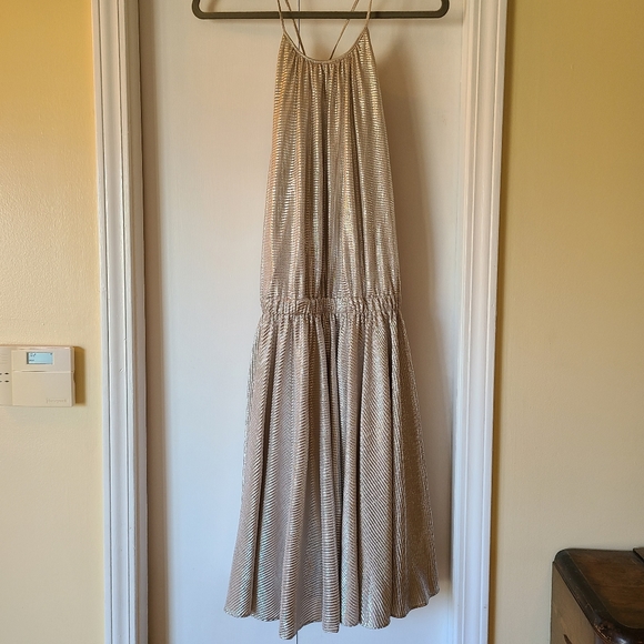 NWT Halston Heritage size XL Silver Metallic Evening Dress Cocktail - Picture 3 of 12